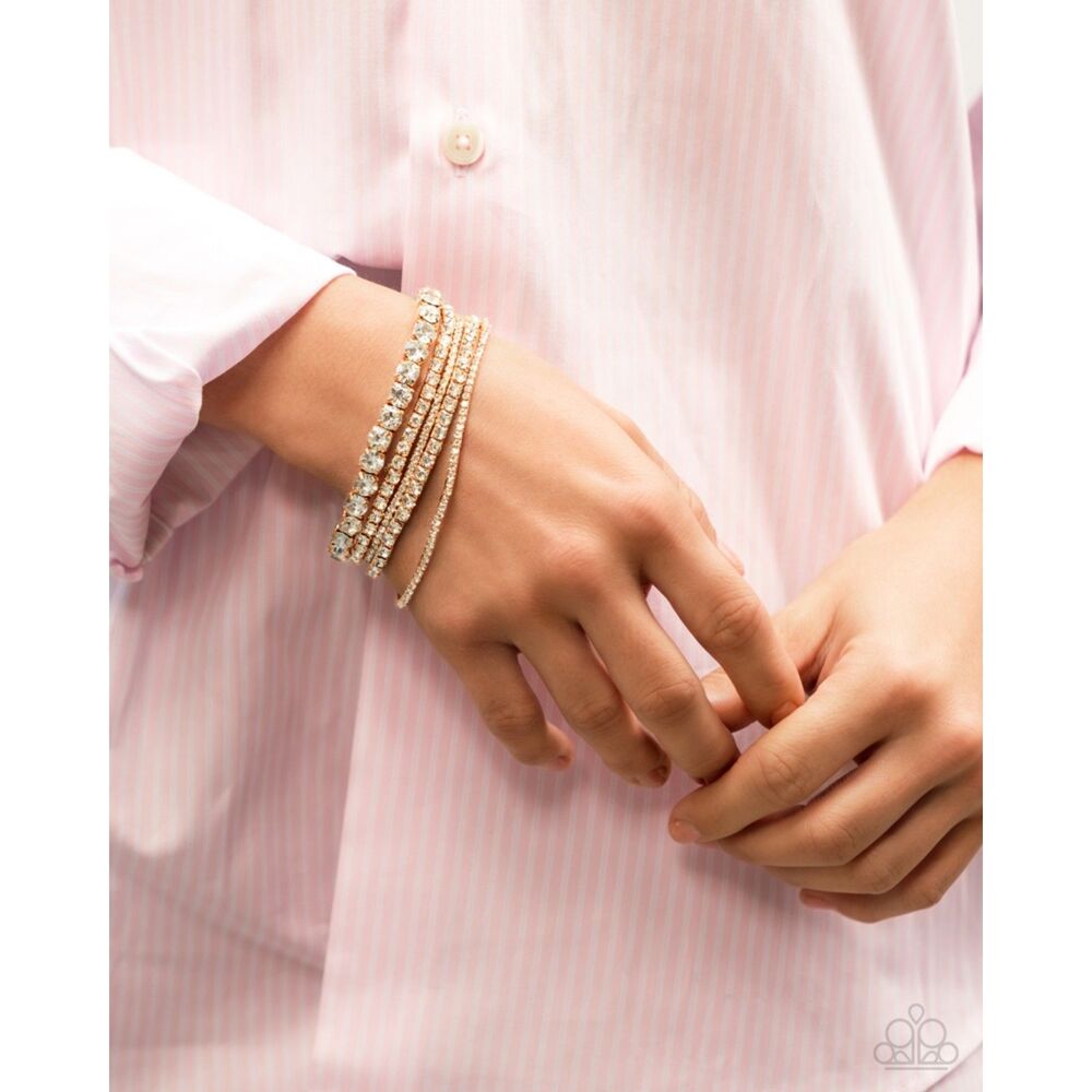 Gold stack stretchy band bracelets rhinestones Persistent Pizzazz